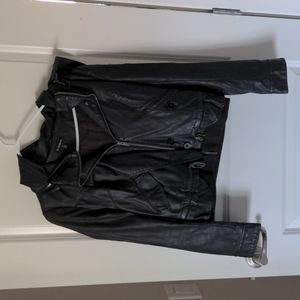 Pleather crop jacket with hood